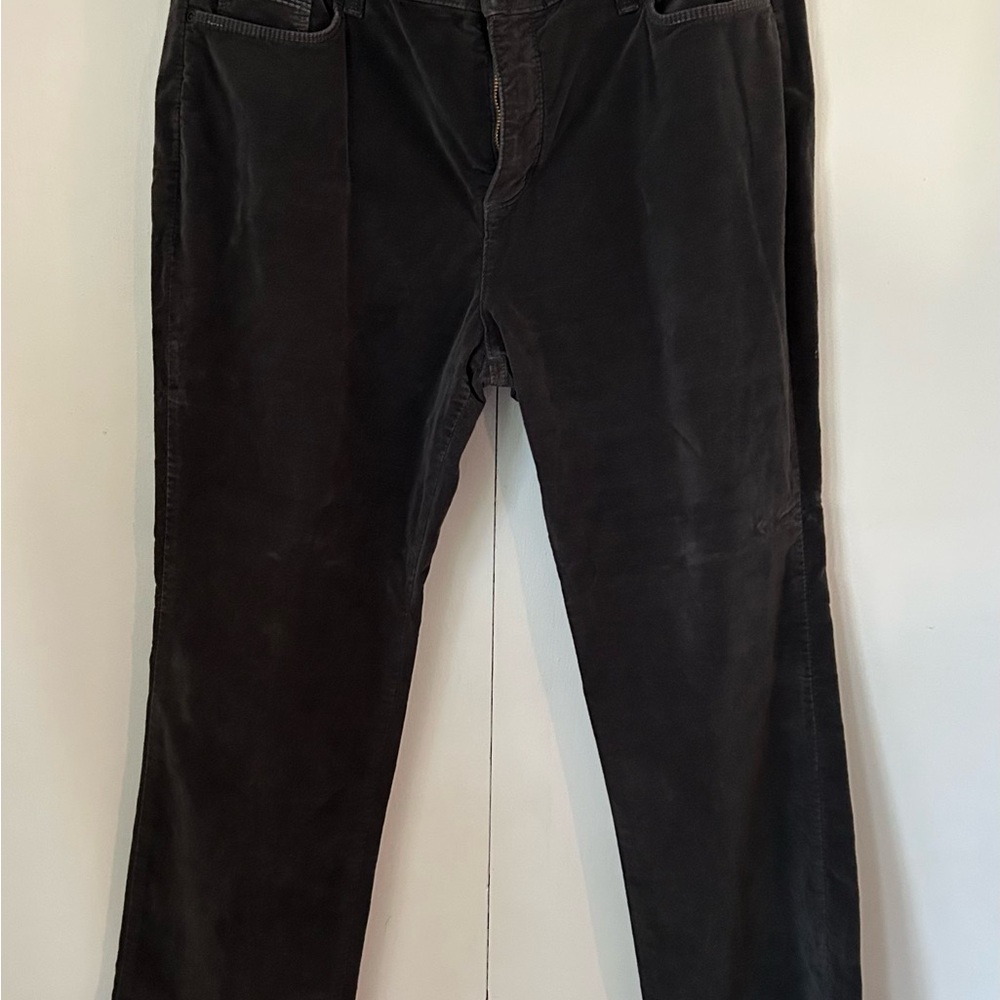 Woman’s grey velvet NYDJ dress jeans.